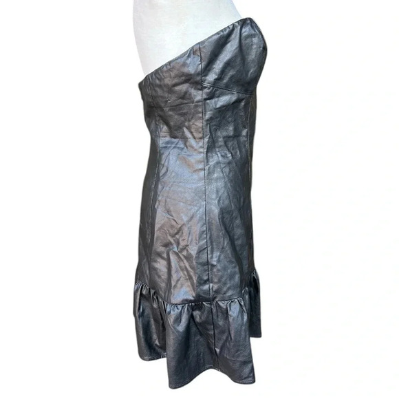 Cotton Candy LA Black Vegan Leather Fit and Flare Dress Size S - Picture 4 of 13